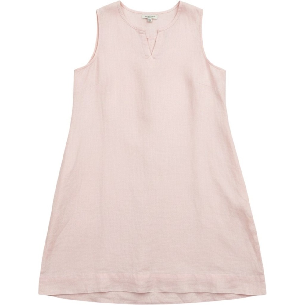 Lulu-B Linen Midi Dress XL Pink Sleeveless Shift Tunic Pocket Coastal Resort NEW